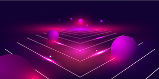 紫色渐变科技感立体空间圆形球体光效线条展板背景